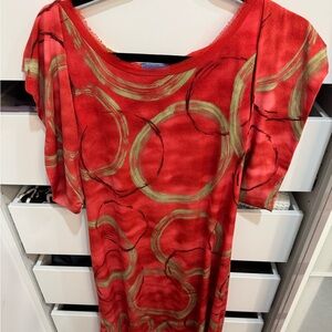 Simply Vera Vera Wang Red and Green Long Sleeve Dress